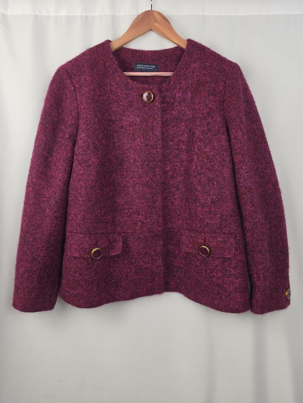 Jones New York Signature Woman 16W Wool Alpaca Mohair Berry Jacket